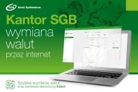 Kantor SGB, Wymiana walut przez internet, usługa, Banki SGB, laptop