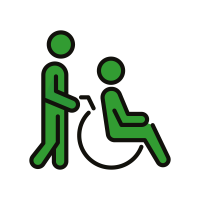 osoba na wózku z asystentem