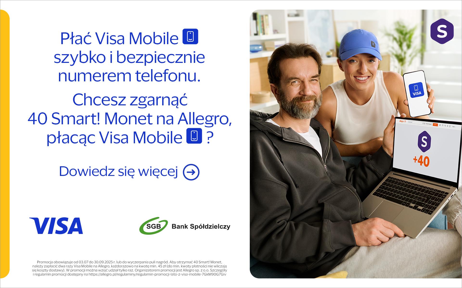 Promocja Visa Mobile - 40 Smart! Monet na Allegro