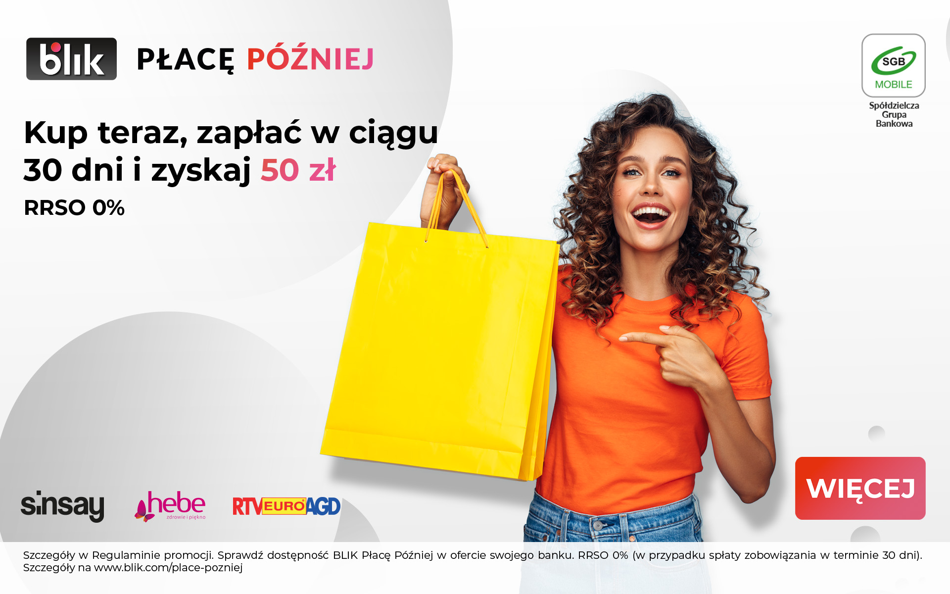 BLIK Płacę Później, promocja w wybranych sklepach, kobieta, papierowa torba